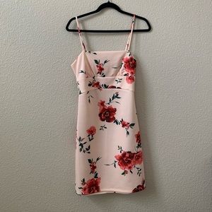 pink flower print mini dress size 9 (size m)